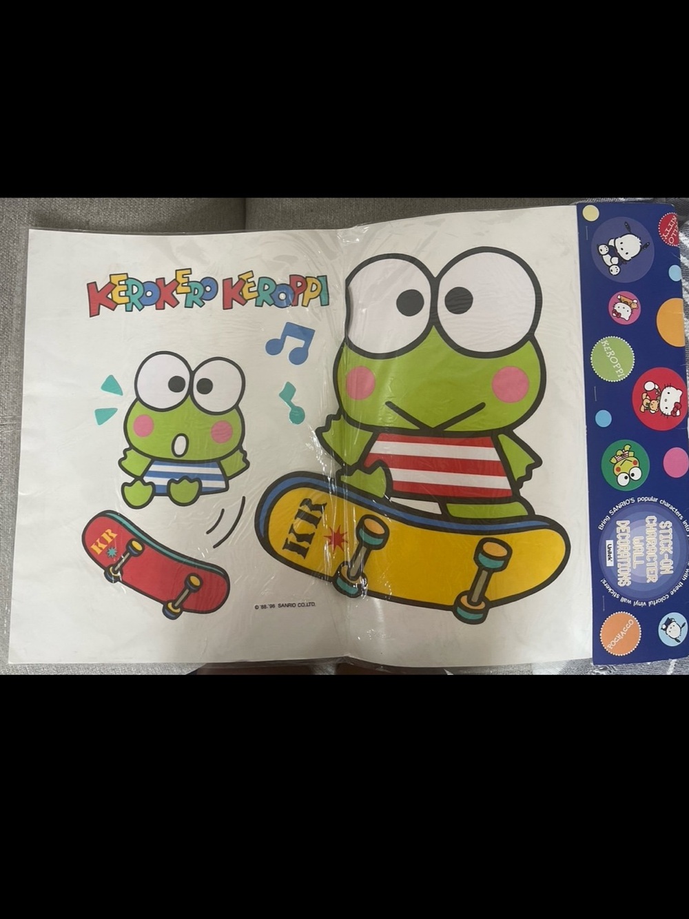 vintage Sanrio Kerokerokeroppi Stick-On Character Wall Decoration Sheet